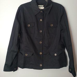 NWT Jones New York Black Denim Style Button Down  Front Pocket Jacket - XL